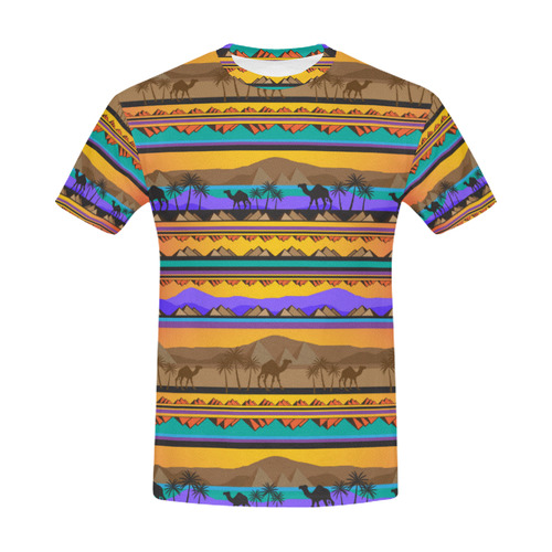 Desert Camel Art Mens T Shirt All Over Print T-Shirt for Men (USA Size) (Model T40)