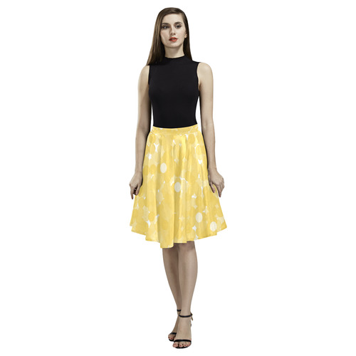 Primrose Yellow Bubbles Melete Pleated Midi Skirt (Model D15)