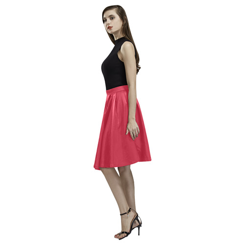 True Red Melete Pleated Midi Skirt (Model D15)