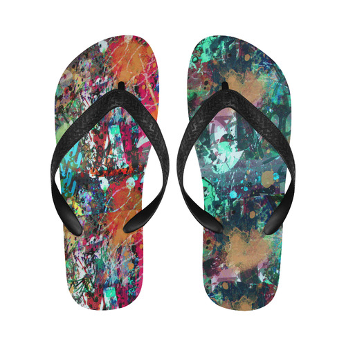 Graffiti Wall and Paint Splatter Flip Flops for Men/Women (Model 040)