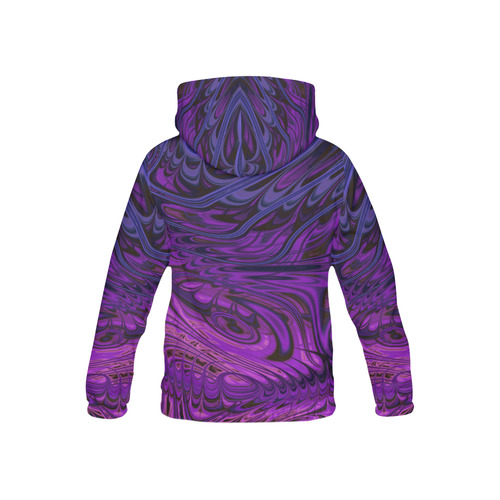 Purple Freak Fractal All Over Print Hoodie for Kid (USA Size) (Model H13)