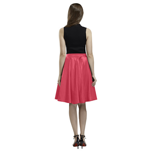 True Red Melete Pleated Midi Skirt (Model D15)
