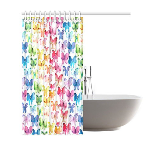 Rainbow Butterflies Shower Curtain 69"x72"