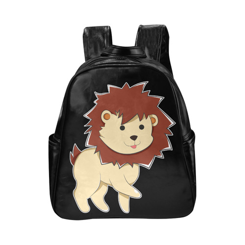Happy Cartoon Baby Lion Multi-Pockets Backpack (Model 1636)