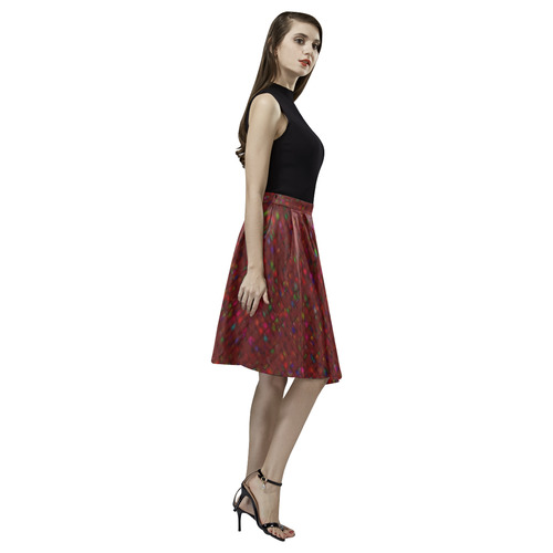 Antique Texture Garnet Melete Pleated Midi Skirt (Model D15)
