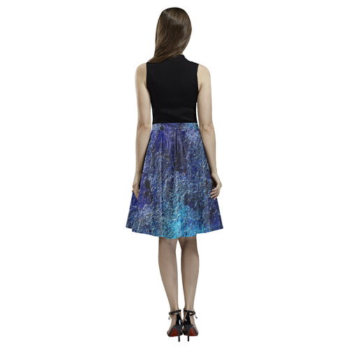 Cool Jewel Tones Abstract Melete Pleated Midi Skirt (Model D15)