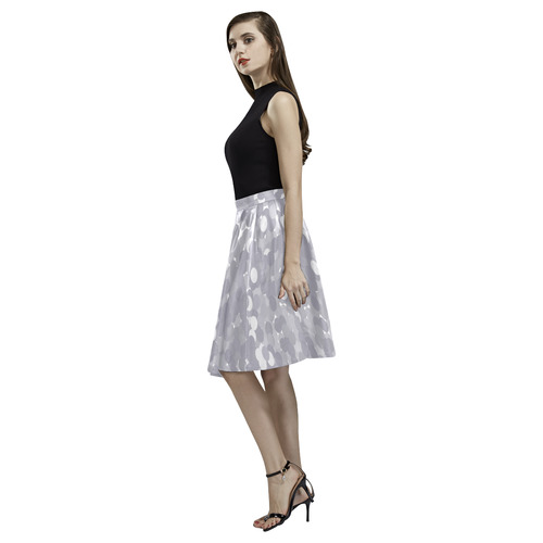 Lilac Gray Bubbles Melete Pleated Midi Skirt (Model D15)