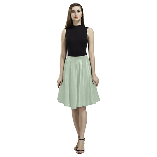 Smoke Green Melete Pleated Midi Skirt (Model D15)