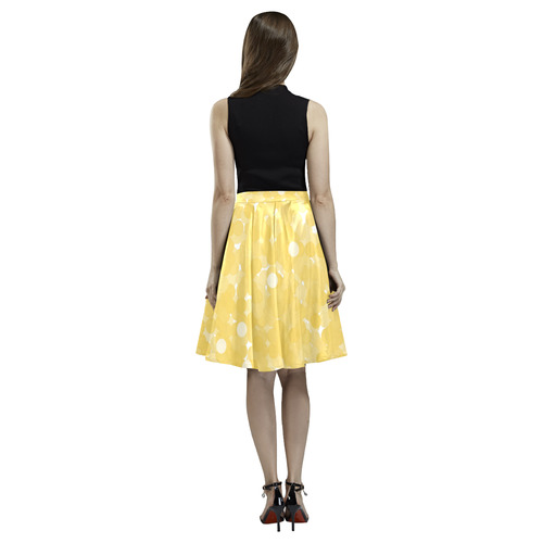 Primrose Yellow Bubbles Melete Pleated Midi Skirt (Model D15)