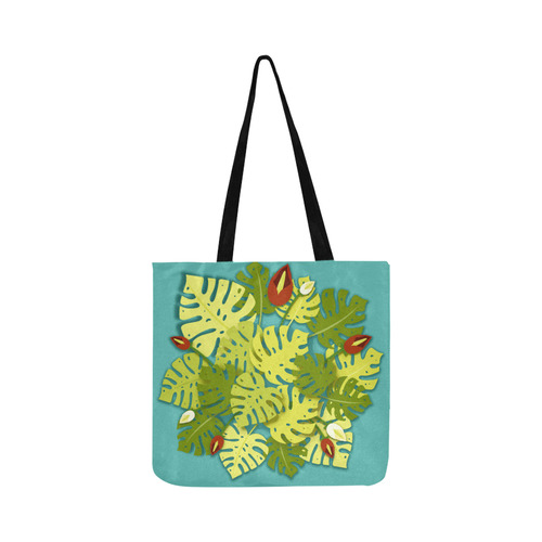 Tropical Floral Monstera Leaves Reusable Shopping Bag Model 1660 (Two sides)