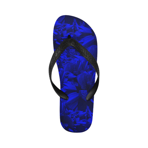 A202 Rich Blue and Black Abstract Design Flip Flops for Men/Women (Model 040)