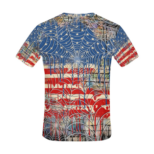 Cobweb Dripping Brick Wall USA Flag All Over Print T-Shirt for Men (USA Size) (Model T40)