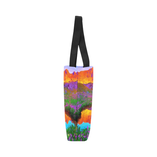 Sunset Landscape Purple Floral Red Mountains Canvas Tote Bag (Model 1657)