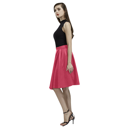 Lipstick Red Melete Pleated Midi Skirt (Model D15)