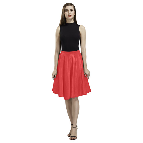 Fiery Red Melete Pleated Midi Skirt (Model D15)