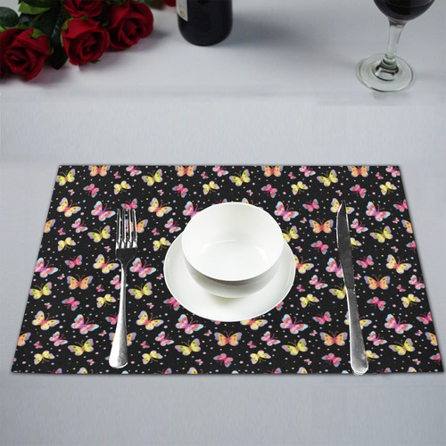 Watercolor Butterflies Black Edition Placemat 12’’ x 18’’ (Set of 4)