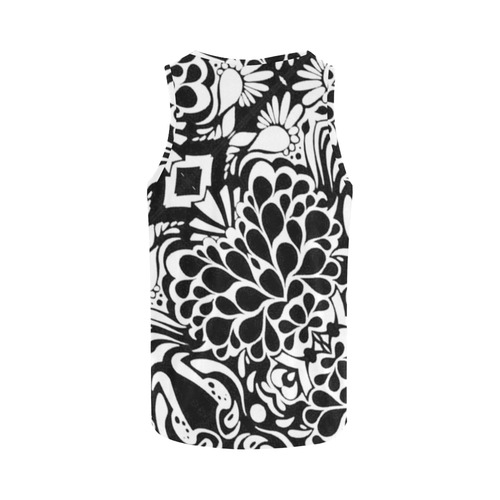 70s Wall Paper Black and White All Over Print Tank Top for Women (Model T43)