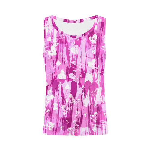 Pink Grunge Love All Over Print Tank Top for Women (Model T43)