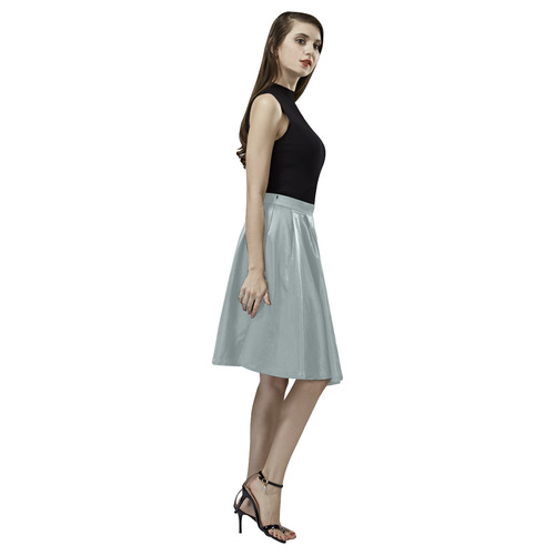 Silver Blue Melete Pleated Midi Skirt (Model D15)