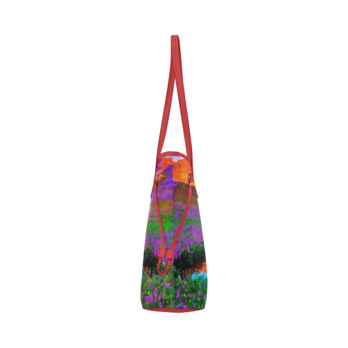 Sunset Landscape Purple Floral Red Mountains Clover Canvas Tote Bag (Model 1661)