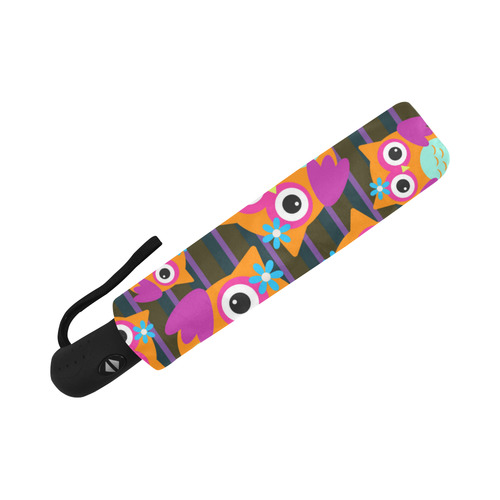 Cute Owl Pattern Pink Orange Aqua Auto-Foldable Umbrella (Model U04)