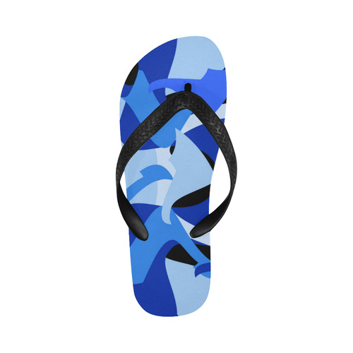 A201 Abstract Blues Flip Flops for Men/Women (Model 040)