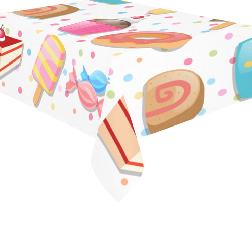 Colorful Ice Cream Candy Cake Donut Sweets Cotton Linen Tablecloth 60"x 84"