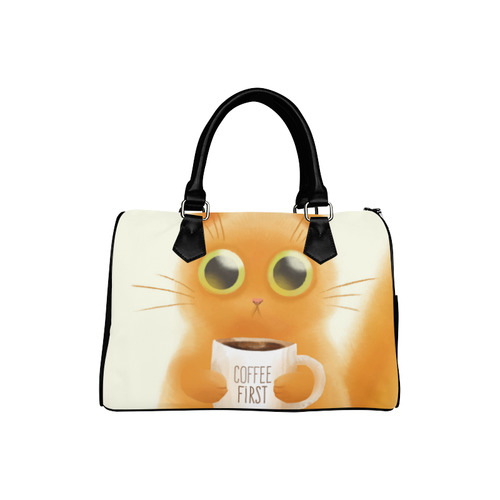 Cute Orange Kitten Coffee Mug Boston Handbag (Model 1621)