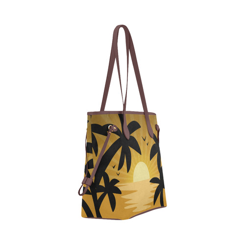 Tropical Sunset Palm Trees Summer Clover Canvas Tote Bag (Model 1661)