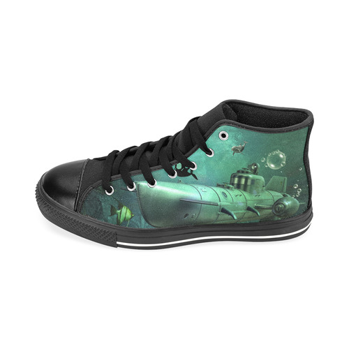 Awesome submarine with orca Men’s Classic High Top Canvas Shoes /Large Size (Model 017)