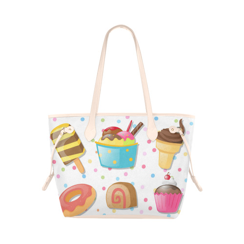 Colorful Ice Cream Candy Cake Donut Sweets Clover Canvas Tote Bag (Model 1661)