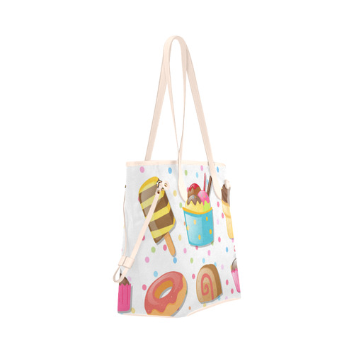 Colorful Ice Cream Candy Cake Donut Sweets Clover Canvas Tote Bag (Model 1661)