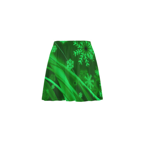 Green Snowflakes Mini Skating Skirt (Model D36)