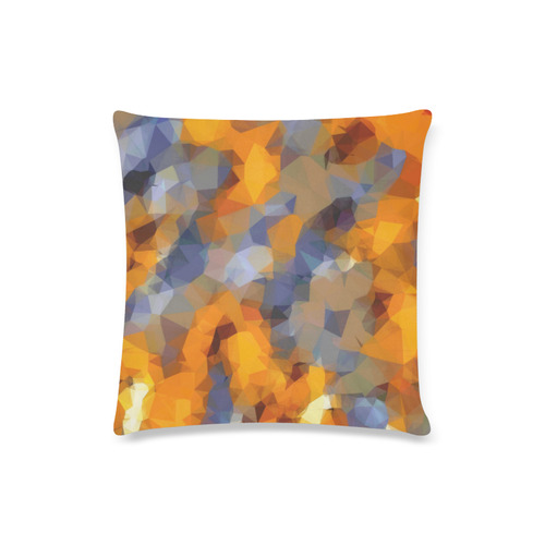 psychedelic geometric polygon abstract pattern in orange brown blue Custom Zippered Pillow Case 16"x16"(Twin Sides)