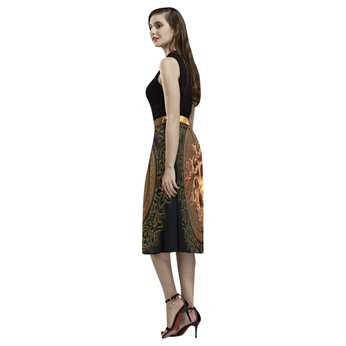 Amazing skull with floral elements Aoede Crepe Skirt (Model D16)