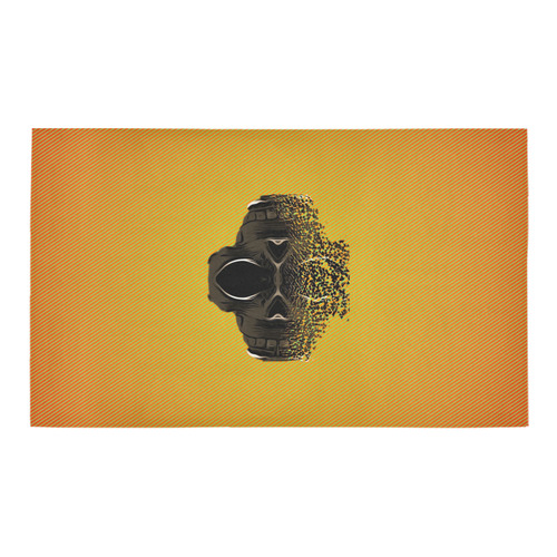 fractal black skull portrait with orange abstract background Azalea Doormat 30" x 18" (Sponge Material)