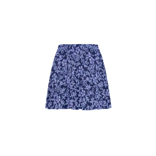 Blue Vintage Floral Mini Skating Skirt (Model D36)