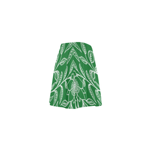 Vintage Lace Floral Green Mini Skating Skirt (Model D36)