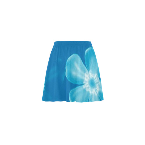 Retro 70s Flowers Blue Mini Skating Skirt (Model D36)