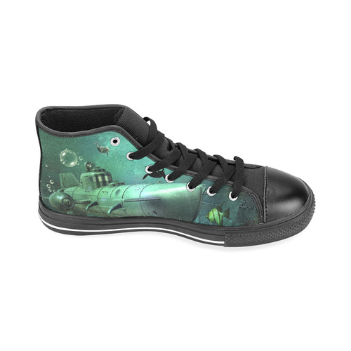 Awesome submarine with orca Men’s Classic High Top Canvas Shoes /Large Size (Model 017)