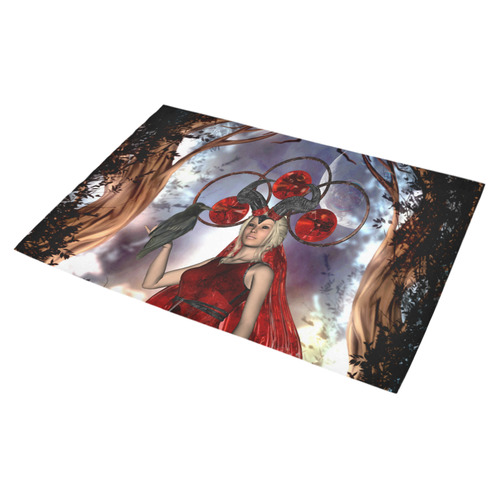 The dark fairy with crow Azalea Doormat 30" x 18" (Sponge Material)