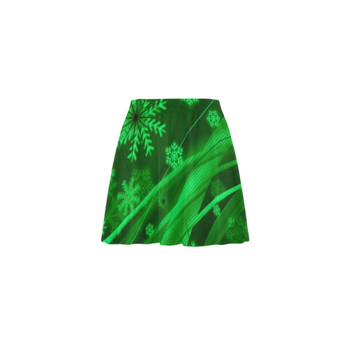 Green Snowflakes Mini Skating Skirt (Model D36)