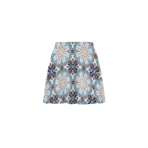 Teal Blue Geometric Mini Skating Skirt (Model D36)