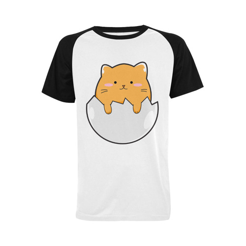Happy Cartoon Cat Egg Men's Raglan T-shirt (USA Size) (Model T11)