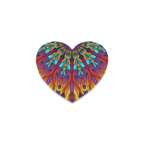 Amazing colors fractal mandala Downwards Version Heart Coaster