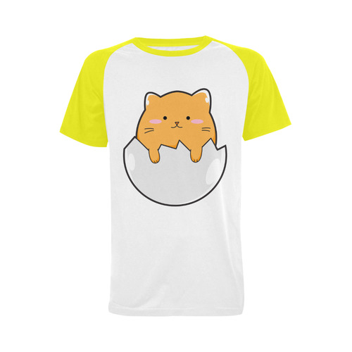 Happy Cartoon Cat Egg Men's Raglan T-shirt (USA Size) (Model T11)