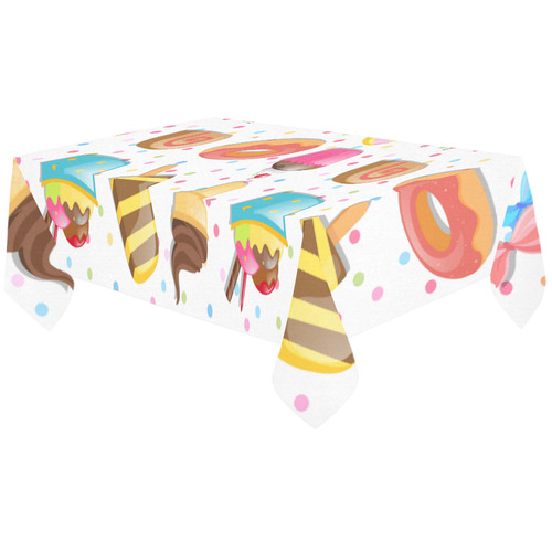 Colorful Ice Cream Candy Cake Donut Sweets Cotton Linen Tablecloth 60"x120"