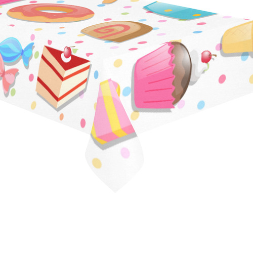 Colorful Ice Cream Candy Cake Donut Sweets Cotton Linen Tablecloth 60"x120"