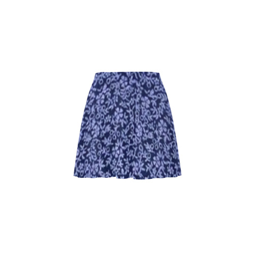 Blue Vintage Floral Mini Skating Skirt (Model D36)