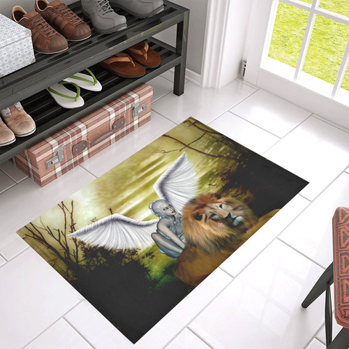 Fairy with lion Azalea Doormat 30" x 18" (Sponge Material)
